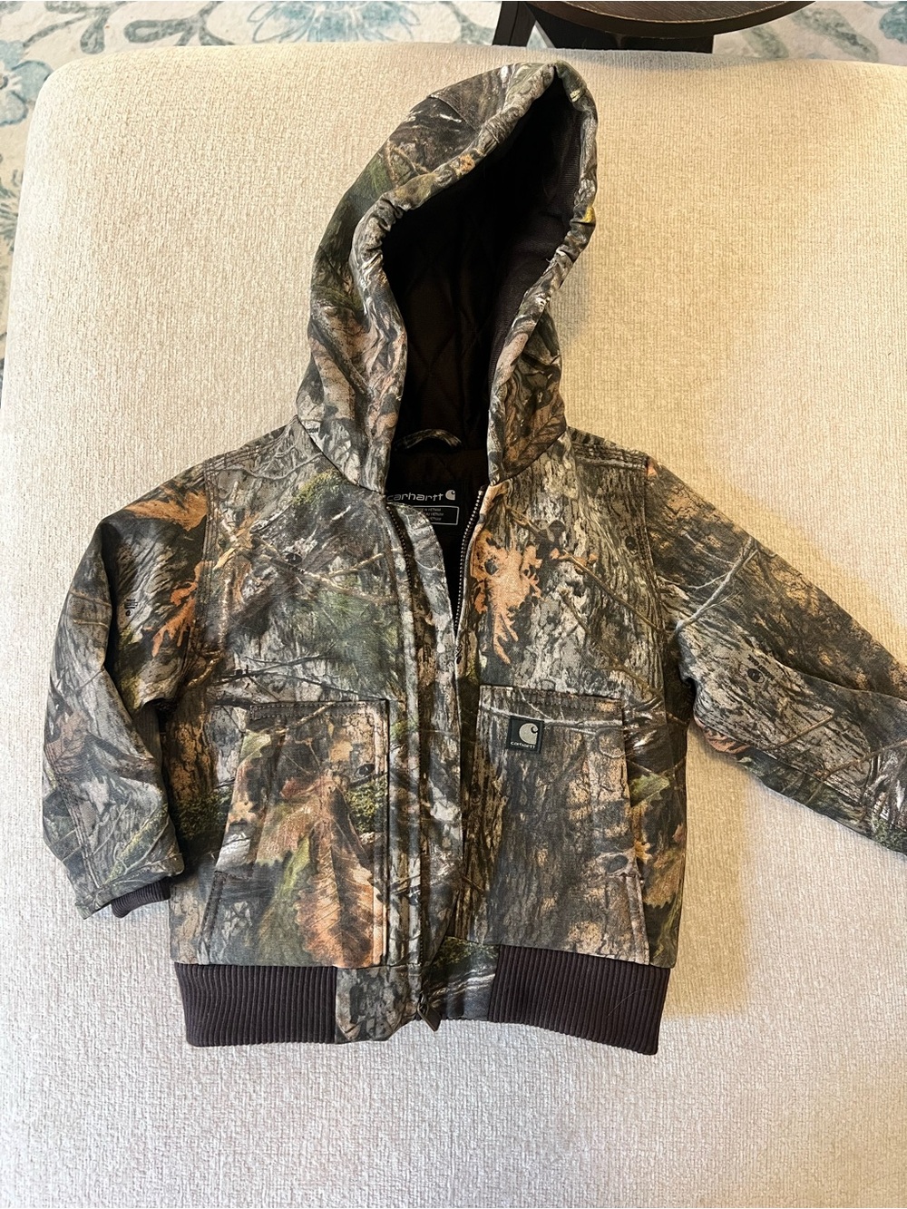 Carhartt Kids Camo Hooded Jacket in Brown and Green